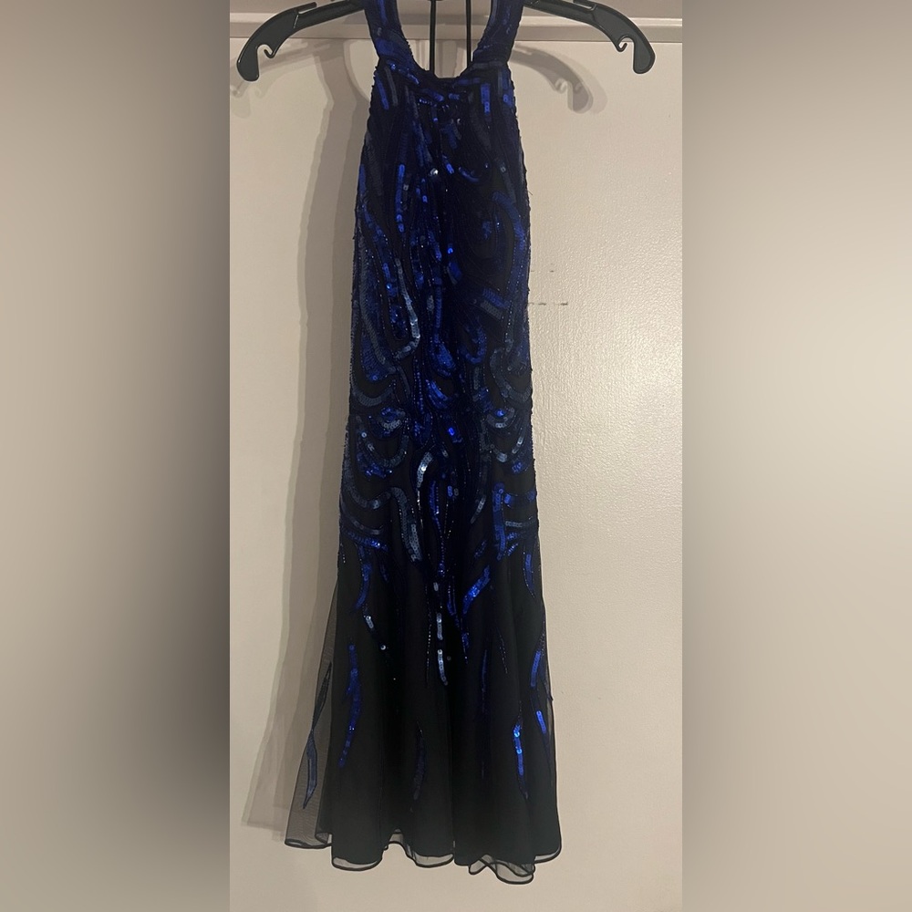 Ashley Lauren blue sequence cocktail dress